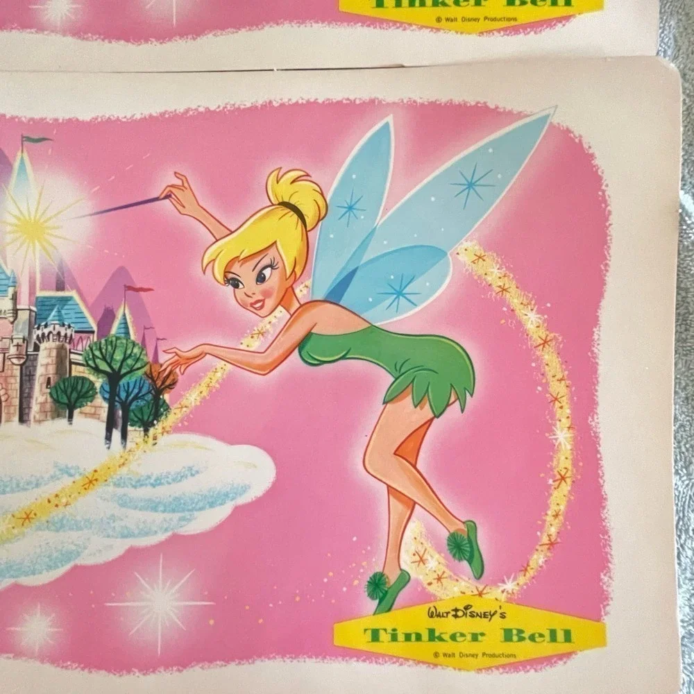 Set of 4 Peter Pan Tinker Bell 17x11 Placemat Walt Disney Castle Vintage 1960s